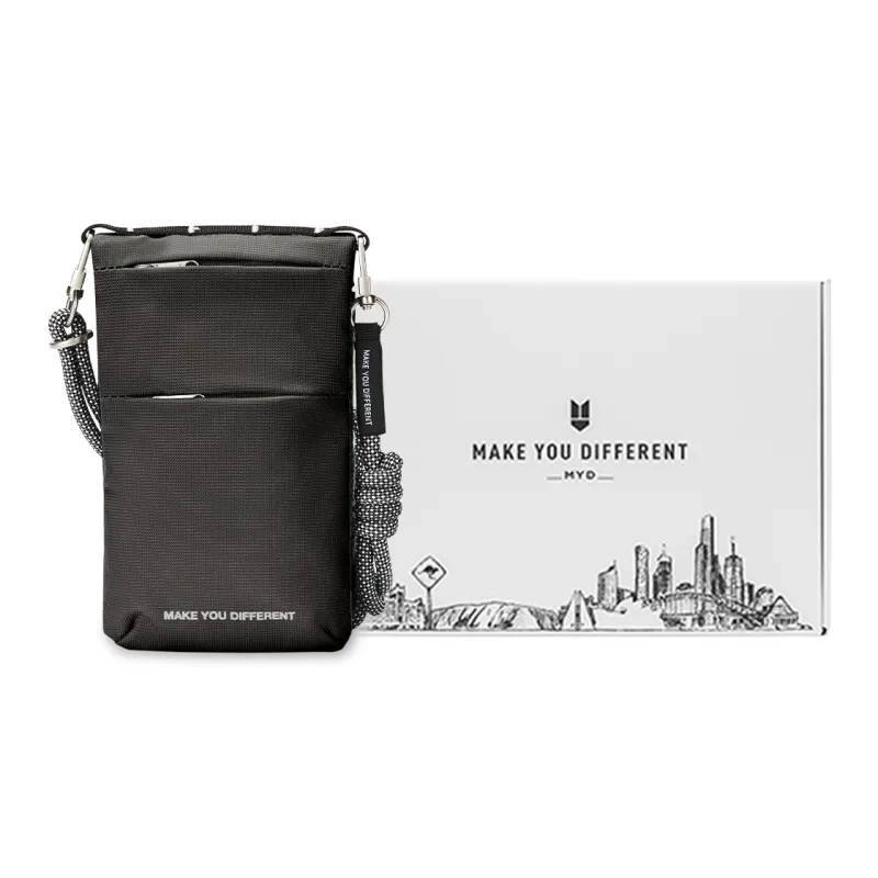 MYD Polyamide Cell Phone Pouch With Passport Holder And Crossbody Bag Unisex Blackberry/Coconut Grey/Mango Yellow-0