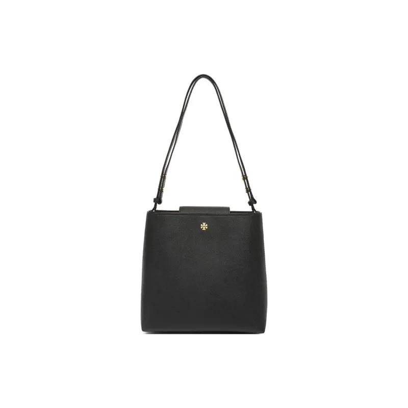 TORY BURCH Emerson Leather Bucket Bag Portable Crossbody Bag Shoulder Bag Small Size Women's Black-1