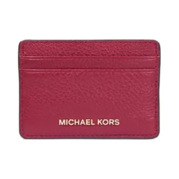 MICHAEL KORS Litchi Grain Leather Card Holder Women's Red