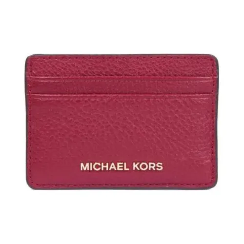 MICHAEL KORS Litchi Grain Leather Card Holder Women's Red
