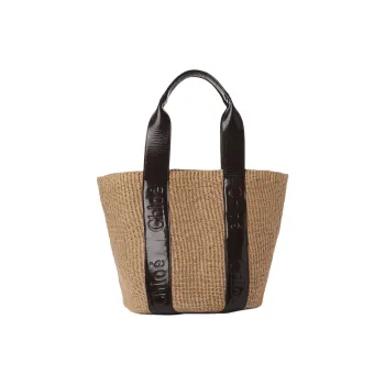 Chloe Woody Paper Basket Bag Tote Bag Shopping Bag Shoulder Bag Handbag Large Size Women's Brown