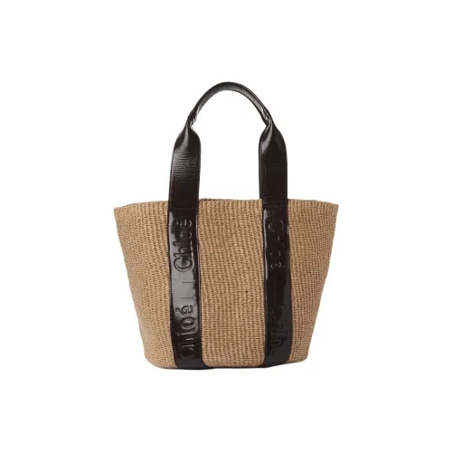 Chloe Woody Paper Basket Bag Tote Bag Shopping Bag Shoulder Bag Handbag Large Size Women's Brown