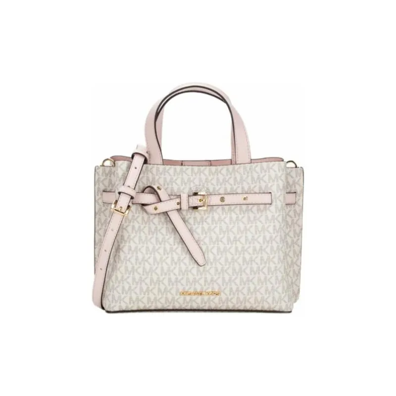 MICHAEL KORS Emilla Artificial Leather Crossbody Bag, Handbag Tubas Women's Vanilla White/Light Pink-1