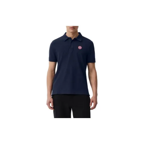 Canada Goose Polo Shirts Men Elegant Ocean Blue