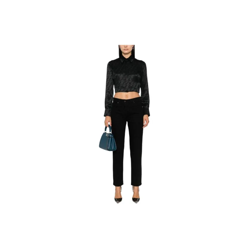 FENDI Monogram Printed Cropped Shirt-1