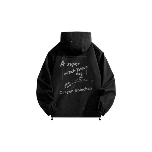 Crayon Shinchan Jackets Unisex Black Gold Foil