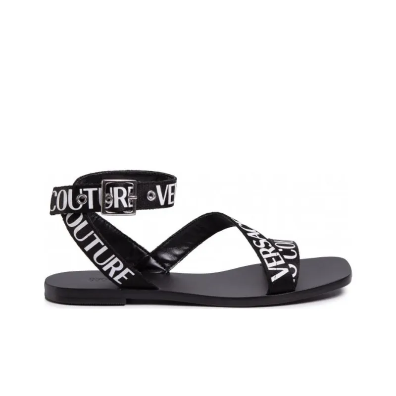 VERSACE JEANS Strap Sandals Women's Black White-1