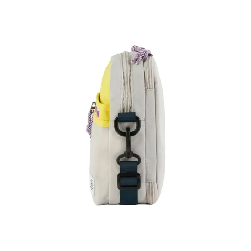 AMERICAN TOURISTER Polyester Shoulder Bag, Crossbody Bag Unisex Silver Gray & Yellow-2