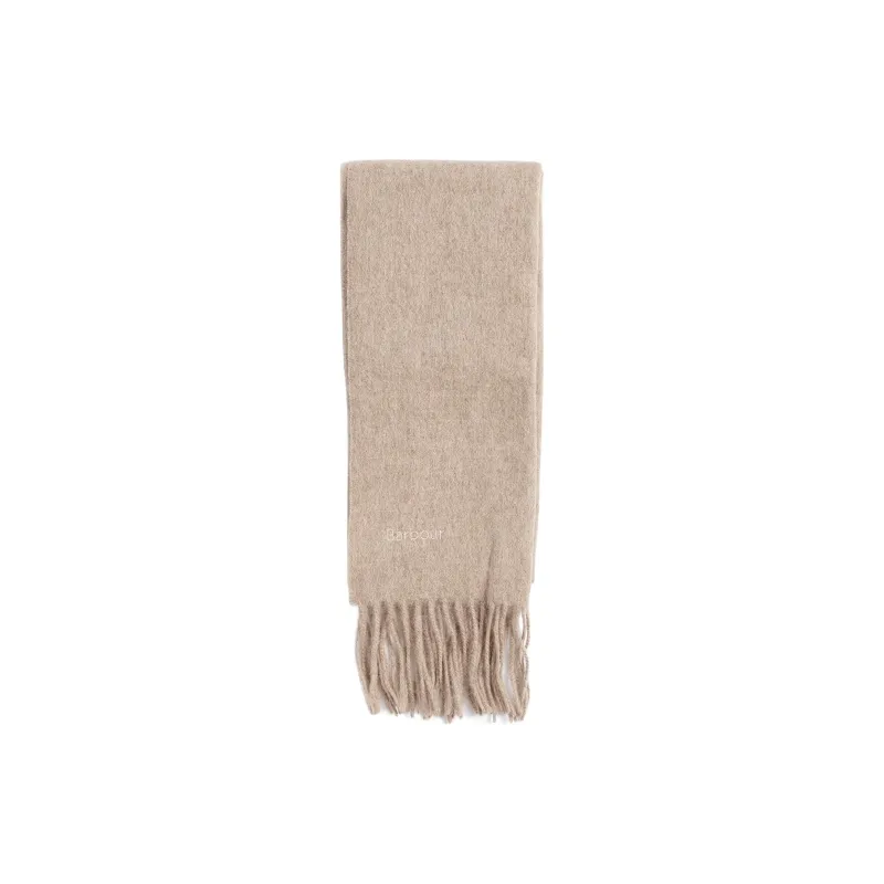 BARBOUR Logo Embroidered Fringed Scarf-1
