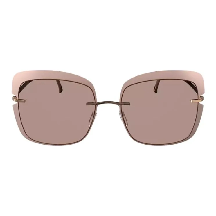 SILHOUETTE Titanium Metal Square Sunglasses Unisex Flesh Pink-1
