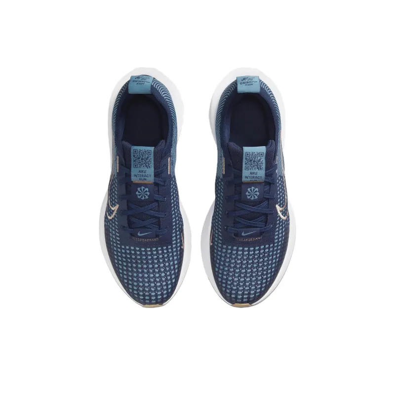Nike Interact Run College Navy Cerulean White Metallic Red Bronze Women's-3