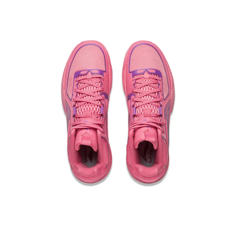 LiNing Lightweight 2MID Cushioning Anti Slip And Wear Resistant Mid Top Basketball Shoes Men's Pink Purple-3