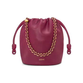 LOEWE Flamenco Soft Nappa Lambskin Bucket Bag Handbag Shoulder Bag Crossbody Bag Women's Deep Red
