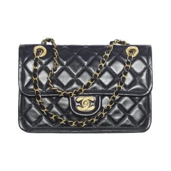 CHANEL Bright Crinkle Calfskin Portable Crossbody Bag, Shoulder Bag Women's Marine Blue