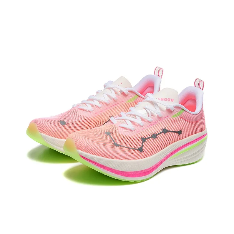 DUANGOU Running Shoes Unisex Low Top Pink Orange/Cherry Blossom Pink-2