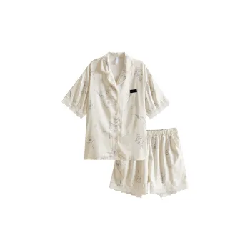 Same Language Pajama Set Women's Apricot White Gray
