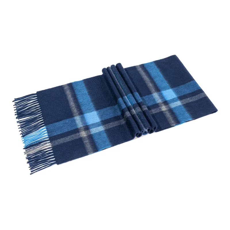 Shanghai Story 100% Cashmere Knit Scarves Unisex Beige And Orange Check Gift Box Set-81