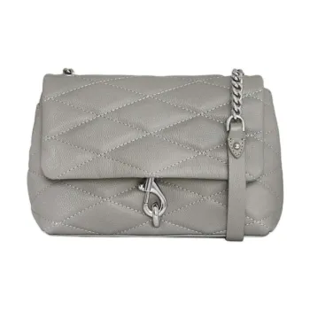 REBECCA MINKOFF Edie Genuine Leather Shoulder Bag Crossbody Bag Women's Gray