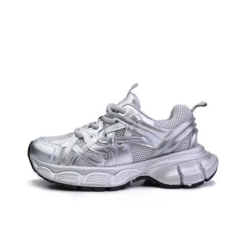 DEERWAY Chunky Sneakers Women's Low-Top Silver