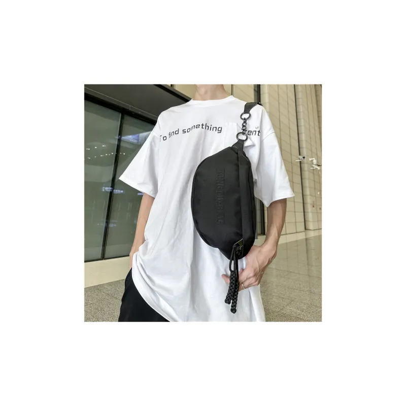 OURFUN Nylon Fabric Waist Bag Chest Bag Regular Unisex Gray/Black/Khaki-1