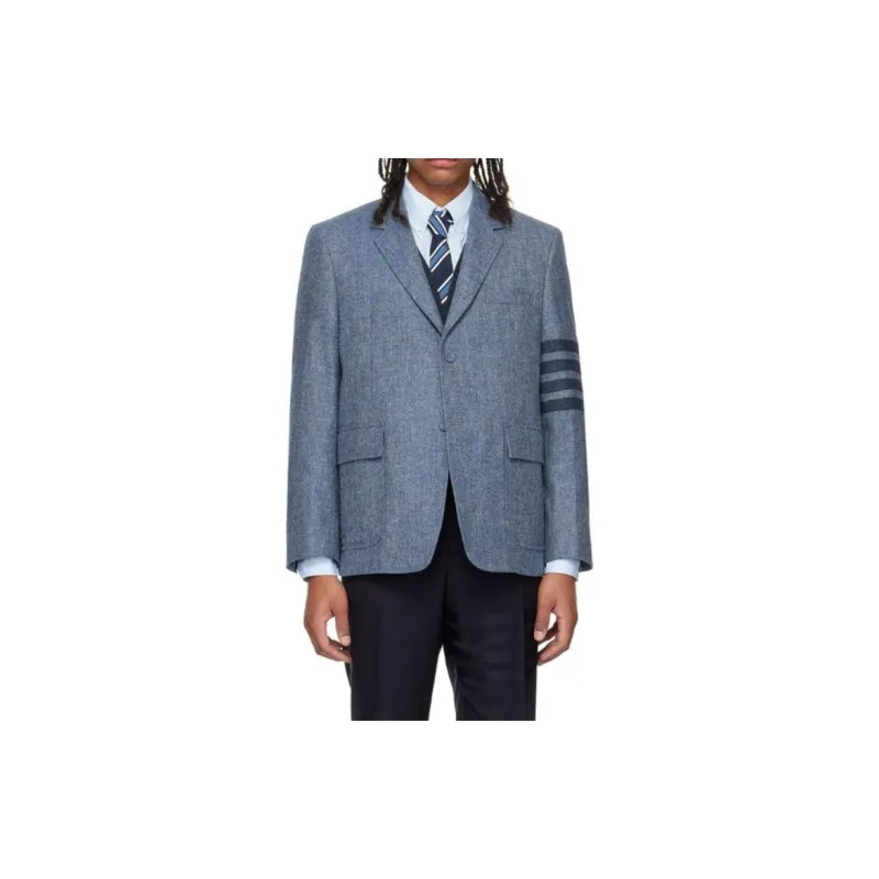 THOM BROWNE Stripe Detailed Single Breasted Tailored Blazer-4