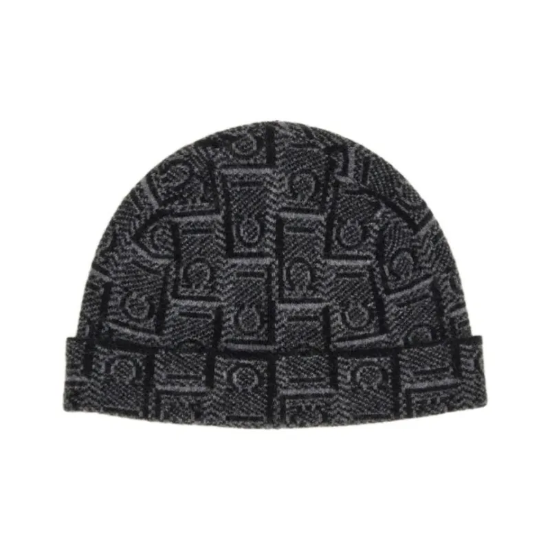 Ferragamo Monogram Jacquard Knitted Beanie-1