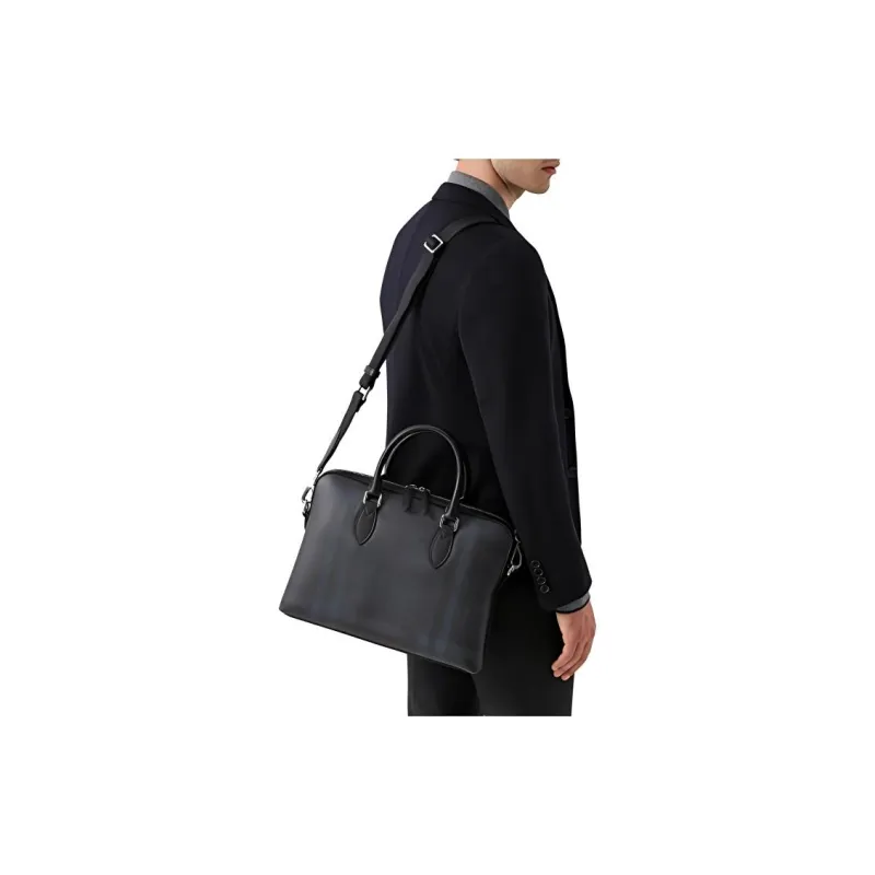Burberry PVC Polyvinyl Chloride Briefcases Handbags Men's Marine Blue-4
