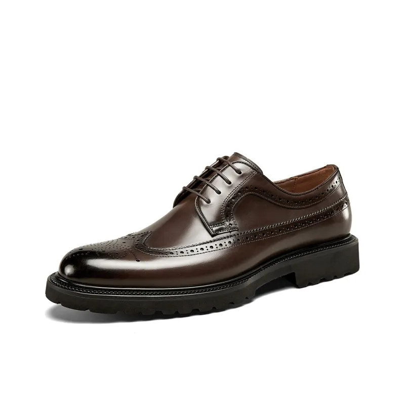 YEARCON Men's Casual Shoes Men Low Top Coffee-5