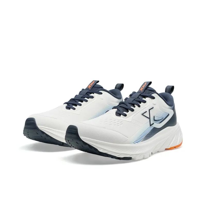 XTEP Comfortably Slip Resistant Coverage Rebound Low Top Casual Running Shoes Men's White Blue-3