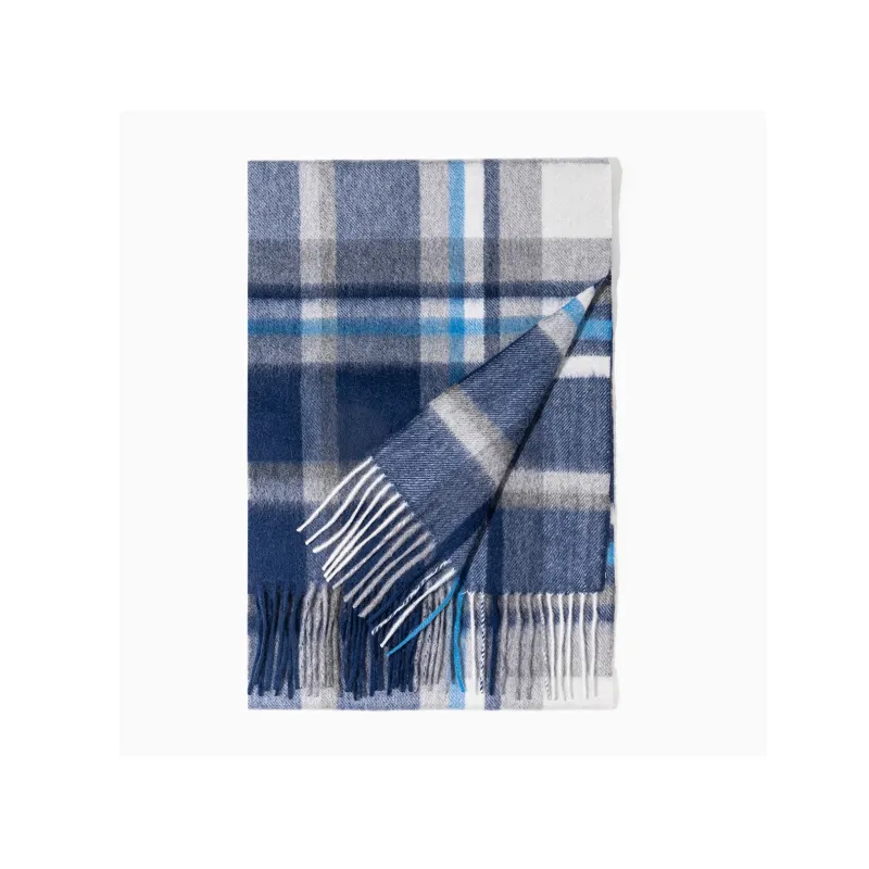 Shanghai Story 100% Cashmere Knit Scarves Unisex Beige And Orange Check Gift Box Set-89