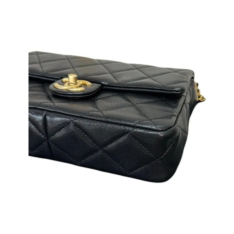 CHANEL Caviar Litchi Grain Cow Leather Shoulder Bag, Crossbody Bag Mini Women's Black-7
