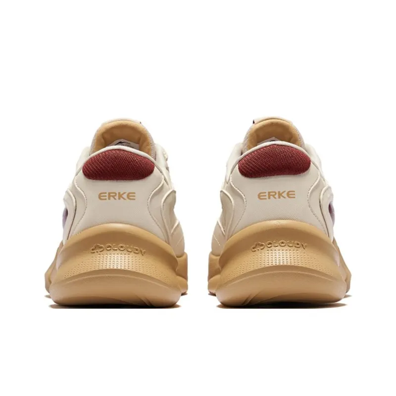 Erke Xiaoguang Cushioning Wear Resistant Low Top Casual Shoes Men's Warm Linen Bordeaux Red-3