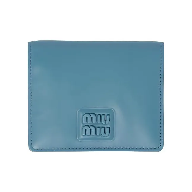 MIU MIU Leather Wallet Small Size Women's Blue-0
