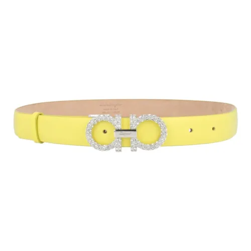 FERRAGAMO Calfskin Leather Belts Women's Yellow 4CM