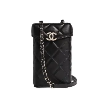 CHANEL Lambskin Shoulder Bag, Crossbody Bag, Cell Phone Pouch Mini Women's Black