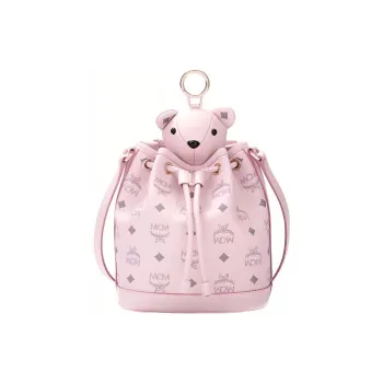MCM Visetos Leather Bucket Bags Shoulder Bags Regular Women's Pink
