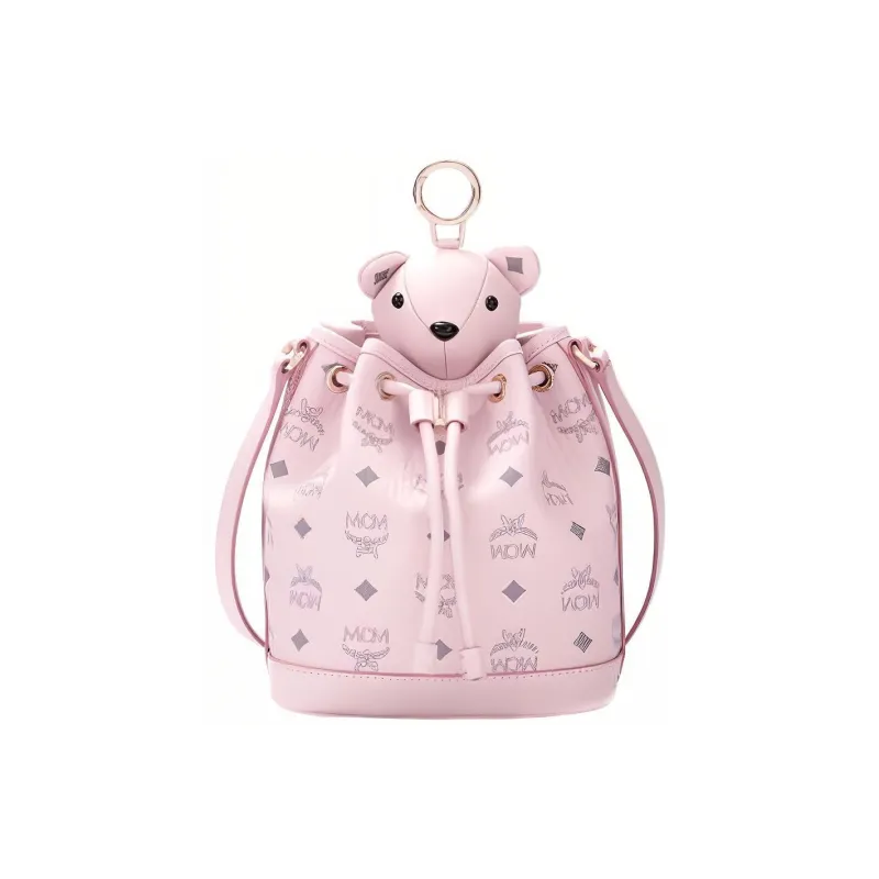 MCM Visetos Leather Bucket Bags Shoulder Bags Regular Women's Pink-0