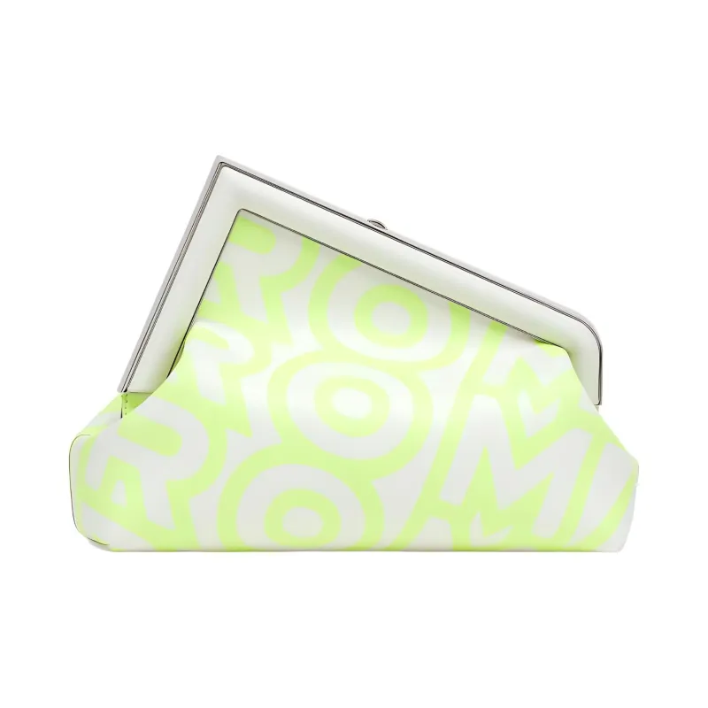 FENDI Marc Jacobs Collaboration Capsule Collection Lambskin Clutch Women's White/Neon Yellow-2