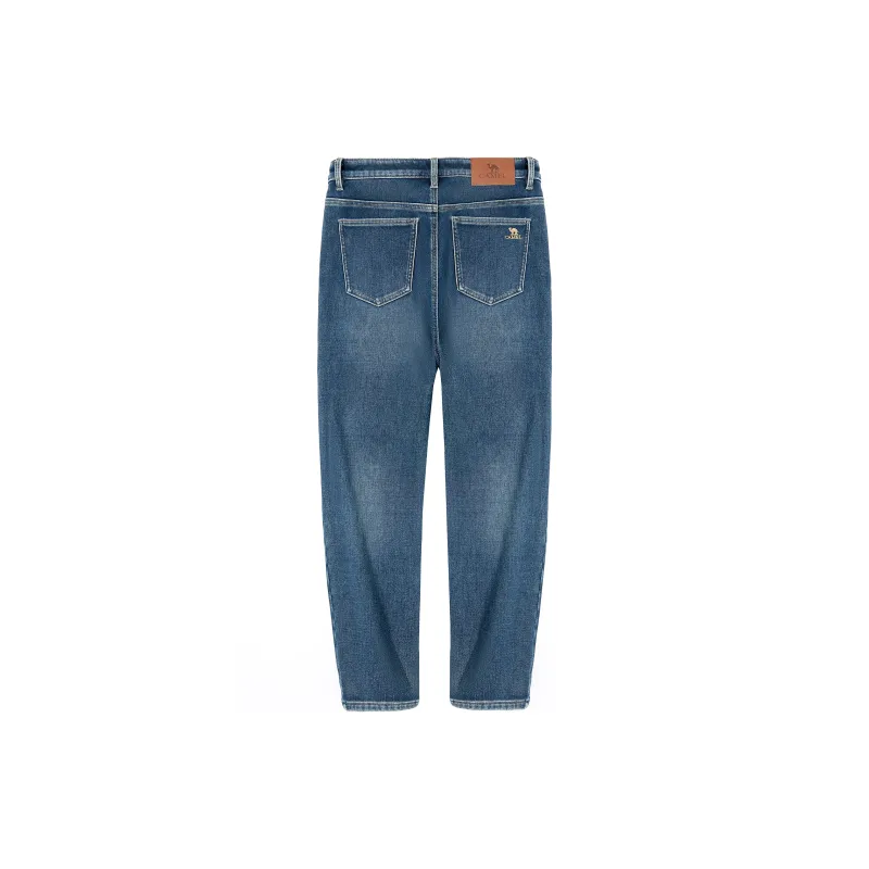 CAMEL Straight Fit Silver Fox Velvet Warm Denim Micro Stretch Cotton Like Breathable Jeans Men's-7
