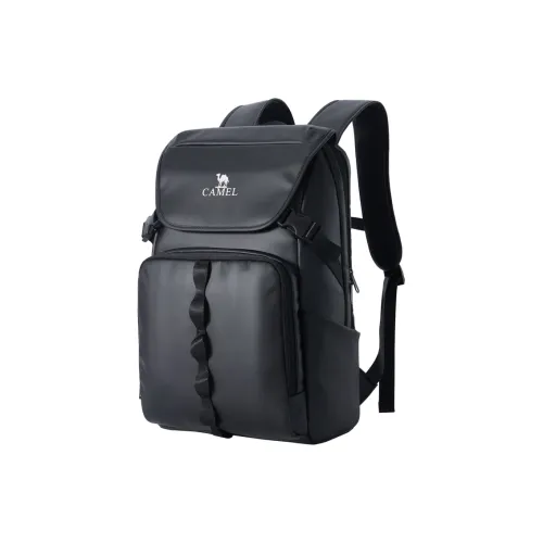 CAMEL PU Backpack Medium Size Unisex Deep Black