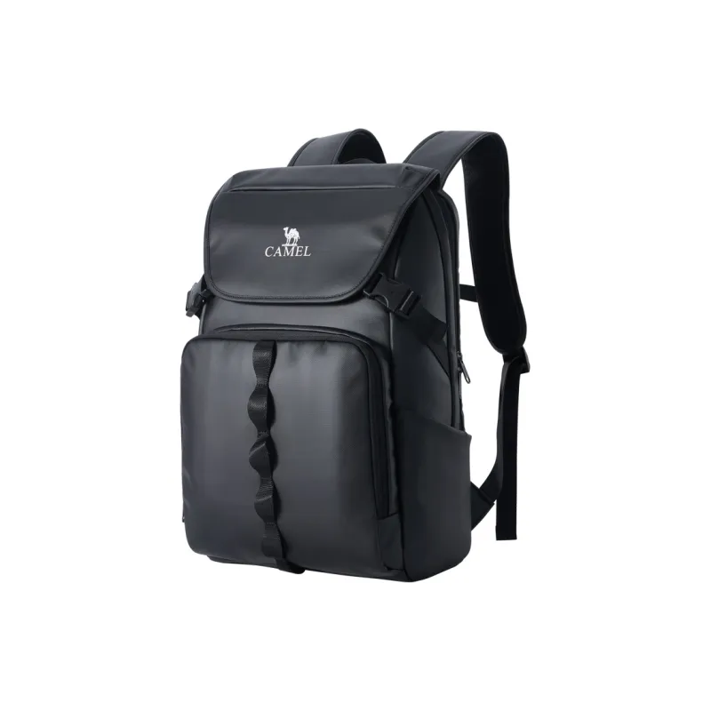 CAMEL PU Backpack Medium Size Unisex Deep Black-0