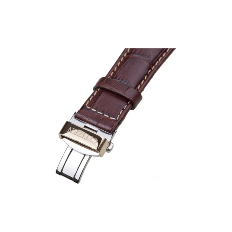 CITIZEN Automatic Mechanical Movement Cow Leather Strap Watch Men's Watches White Dial-3
