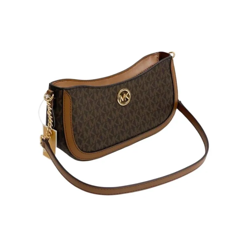 MICHAEL KORS Coated Canvas With Polyester And Polyurethane Clutch Handbag, Shoulder Bag Small Size Women's Brown-1