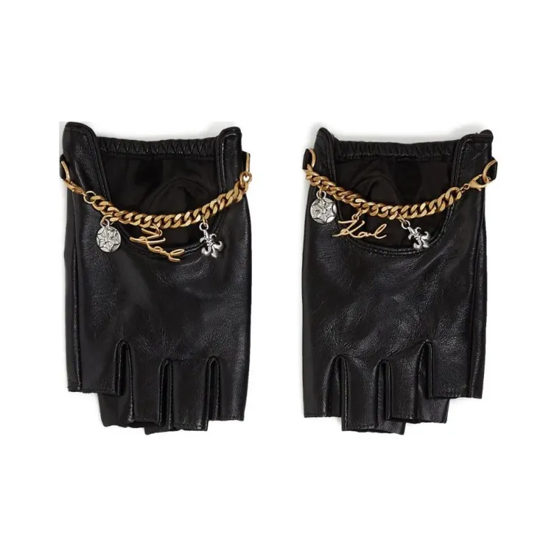 KARL LAGERFELD / Karl Lagerfeld Jeans K/Pins Charm Leather Fingerless Gloves-0