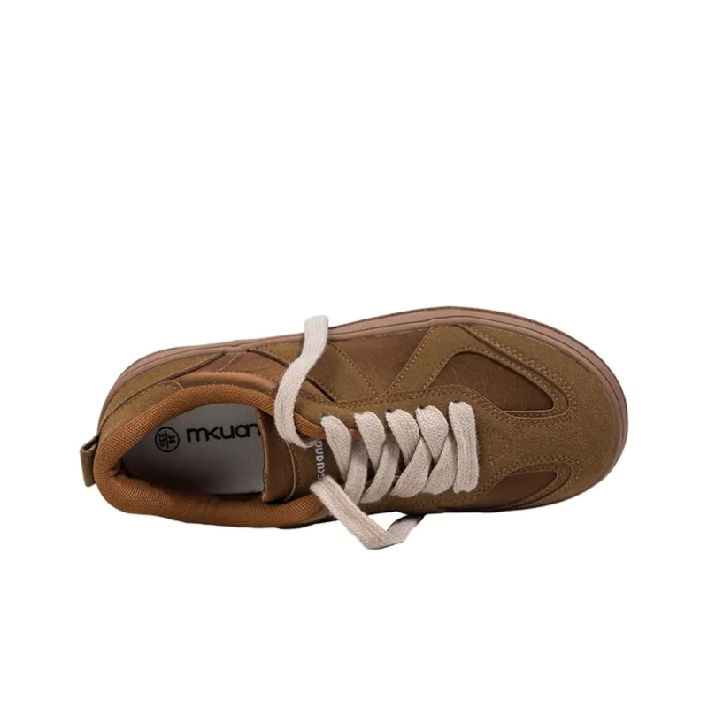 MINGKUANG Street Trend Maillard Style Anti-Slip And Wear-Resistant Lightweight Low-Top Skateboard Shoes Women's Umber-2