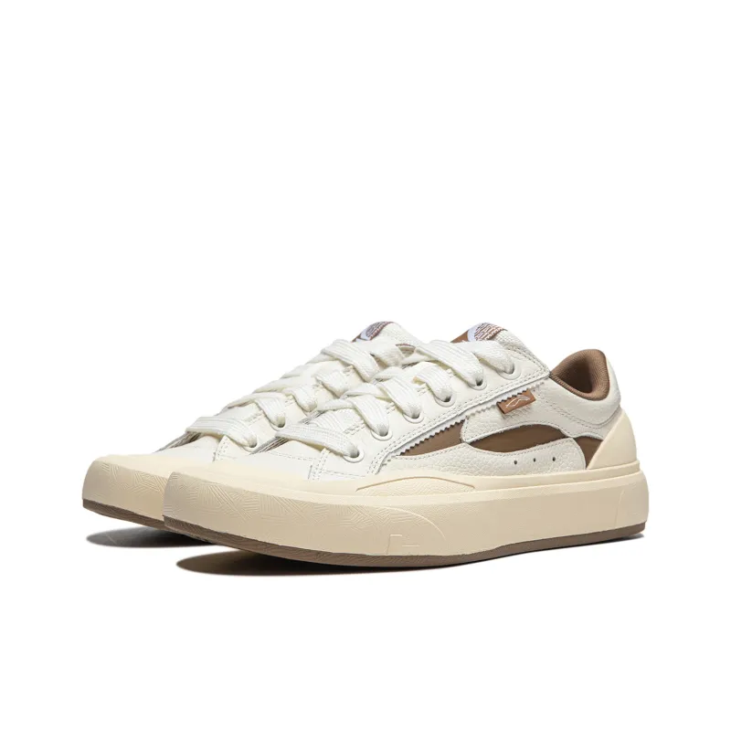 LiNing Non slip Lightweight Low Top Skateboard Shoes Men's Beige Brown-2