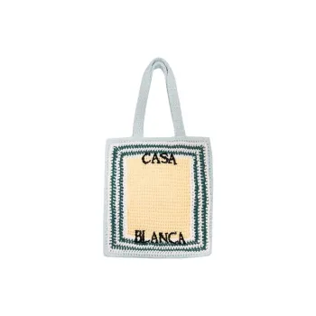 CASABLANCA Cotton Tote Bag Shopping Bag Handbag Shoulder Bag Women's Yellow/Green/White