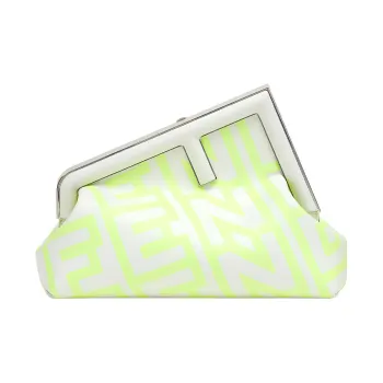 FENDI Marc Jacobs Collaboration Capsule Collection Lambskin Clutch Women's White/Neon Yellow
