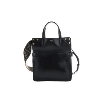 FENDI Lambskin Suede Tote Bag Shopping Bag Crossbody Handbag Shoulder Bag Women's Black