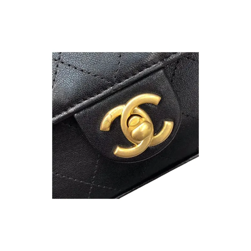 CHANEL Goatskin Crossbody Bag, Shoulder Bag Women's Black-3